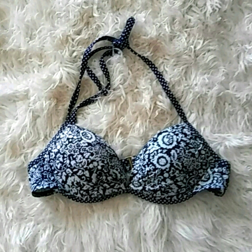 Hot Water Twist-Front Push-Up Halter Bikini Top